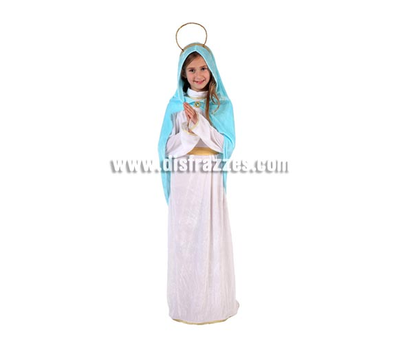 Disfraz de Virgen para niñas de 5 a 6 años. Incluye traje completo.