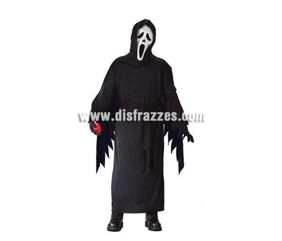 Disfraz barato de Scream para niños de 7 a 9 años. Incluye túnica con capucha. Careta NO incluida, podrás verla en la sección de Máscaras y Caretas.