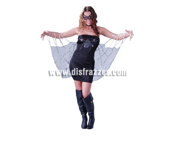 Disfraz de Spiderwoman para chicas. Talla única válida hasta la 42/44. Incluye antifaz y vestido con tela. Disfraz de mujer Araña para chicas.