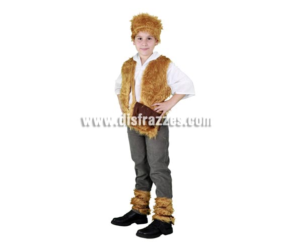 Disfraz de Pastor para niño de 7 a 9 años. Incluye gorro, chaleco, zurrón y calentadores.