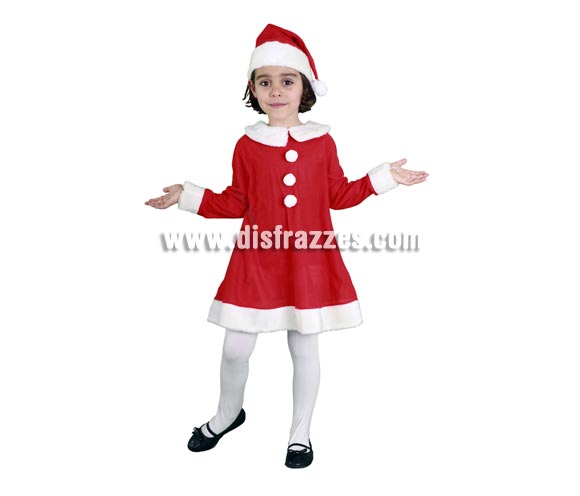 Disfraz de Mama Noel para niña de 5 a 6 años. Incluye gorro y vestido.