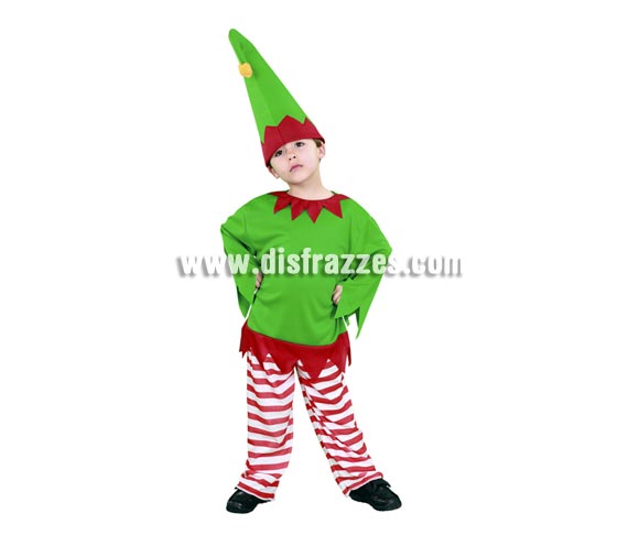 Disfraz de Gnomo para niño de 5 a 6 años. Incluye gorro, pantalón y camisa. Disfraz de Duende o Enanito perfecto también para Navidad.