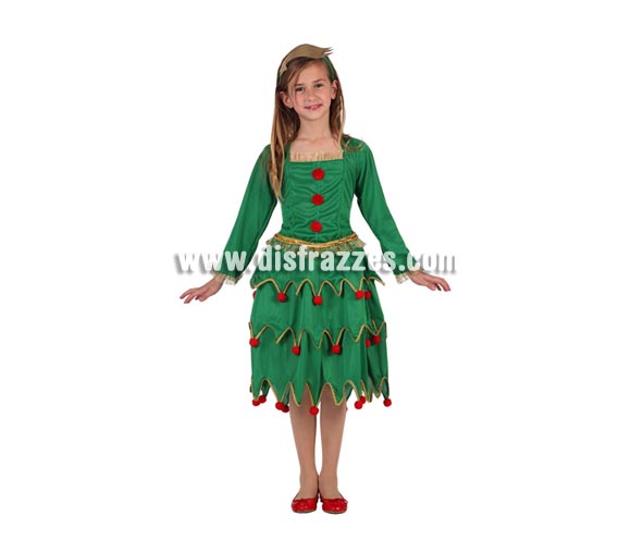 Disfraz de Árbol de Navidad para niñas de 7 a 9 años. Incluye vestido y diadema.
