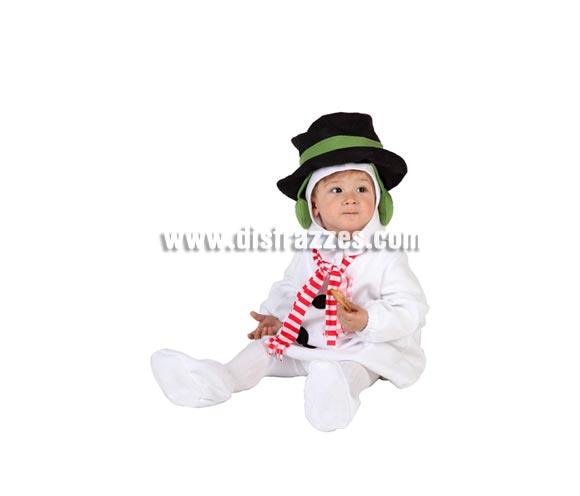 Disfraz de Muñeco de Nieve para bebés de 6 a 12 meses. Incluye cubrepies y vestido con gorro.