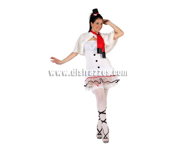 Disfraz de Muñeco de Nieve sexy para mujer. Talla Standar 38/42. Incluye vestido, toca, bufanda y gorrito.