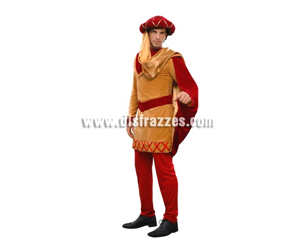 Disfraz de Duque para hombre. Talla Standar M-L = 52/54. Incluye abrigo, pantalón, sombrero, capa y cinturón. Un bonito y original disfraz Medieval perfecto para Fiestas y Ferias Medievales, para no ir con el típico disfraz que va toto el Mundo.