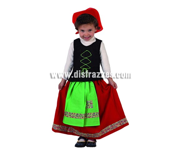 Disfraz de Pastora para niñas 12 a 24 meses. Incluye pañuelo y vestido con delantal. Camisa NO incluida.