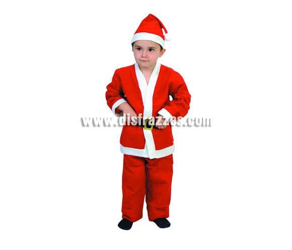 Disfraz de Papa Noel para niños de 3 a 4 años.  Incluye gorro, casaca, pantalón y cinturón.
