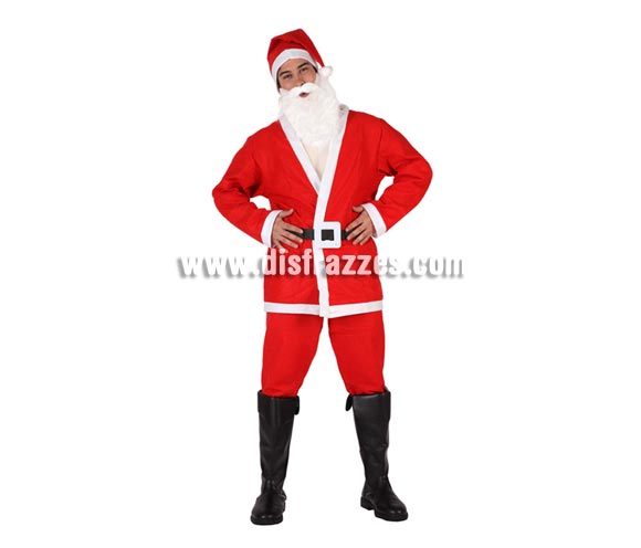 Disfraz de Papa Noel para hombre. Talla única 52/54. Incluye pantalones, cinturón, casaca, gorro y barba.