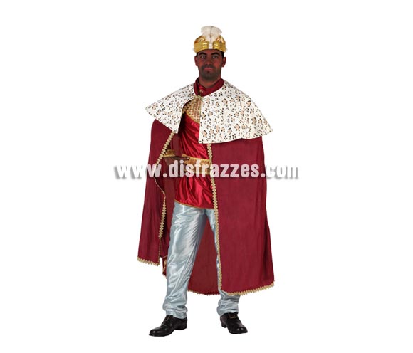 Disfraz de Rey Mago rojo para hombre. Talla standar 52/54. Turbante NO incluido, podrás verlo en la sección de Complementos.