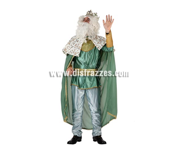 Disfraz de Rey Mago verde para hombre. Talla standar 52/54. Corona NO incluido, podrás verla en la sección de Complementos.