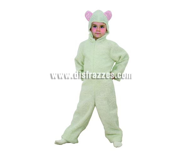 Disfraz de Ovejita blanca para niños de 5 a 6 años. Incluye mono con capucha. 