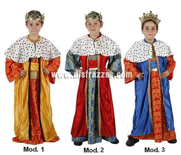 Disfraz de Rey Mago para niños de 3 a 4  años. Corona NO incluida, podrás verla en Complementos. Tres modelos surtidos, precio por unidad, se venden por separado.