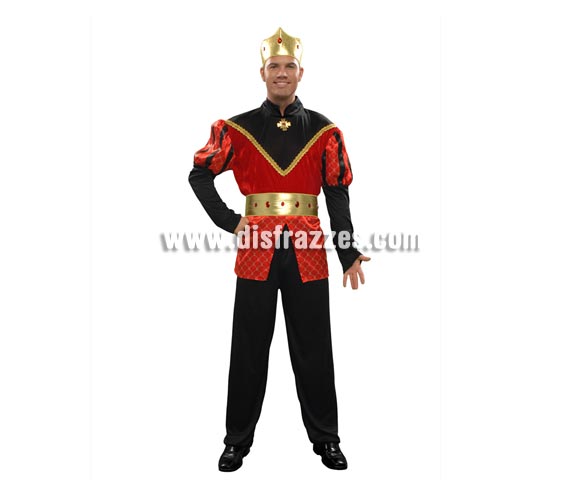 Disfraz de Principe Medieval para hombre. Talla Standar M-L = 52/54. Incluye camisa, pantalón, corona y cinturón. 