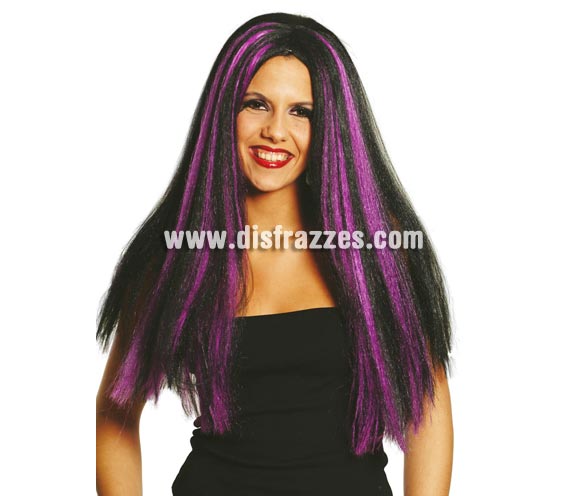 Peluca de Bruja con mechas lilas para Halloween.