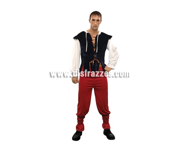 Disfraz de Tabernero para hombre. Talla Standar M-L = 52/54. Incluye chaqueta, pantalón y dos cintas para los bajos del pantalón. Disfraz de Posadero o Mesonero ideal para Ferias y Fiestas Medievales.