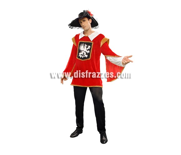 Disfraz de Dartañan para hombre. Talla standar M-L = 52/54. Incluye chaqueta, pantalón y sombrero.
