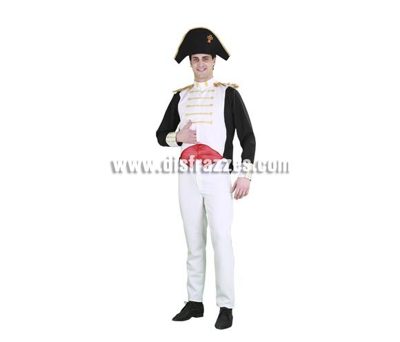 Disfraz de Napoleón para hombre. Talla standar M-L = 52/54. Incluye sombrero, chaleco, casaca y pantalón. 