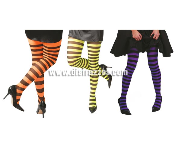 Pantys o Medias a rayas para mujer. Tres colores surtidos, precio por unidad, se venden por separado. Talla universal mujer adulta.