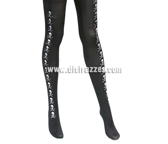 Pantys o medias negras de Calaveras para Halloween o Piratas.