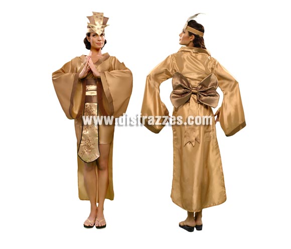 Disfraz de Emperatriz China para mujer. Talla standar M-L = 38/42. Incluye túnica, cinturón con lazo, tocado y cordón.