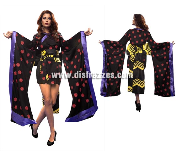 Disfraz de Geisha Negra para mujer. Talla standar M-L = 38/42. Incluye vestido, cinturón con lazo. 