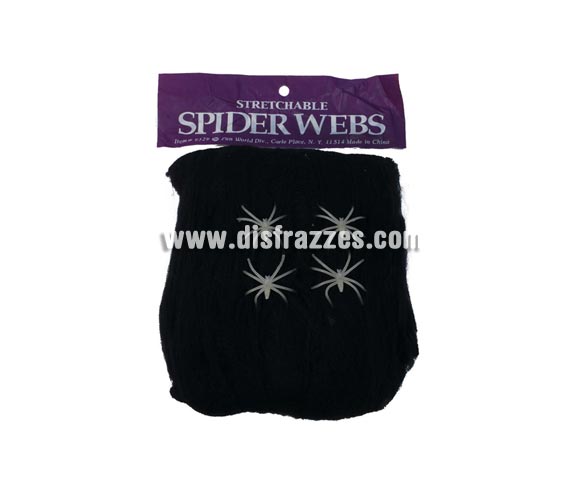 Telaraña negra de 60 gr. para decoración de Halloween.