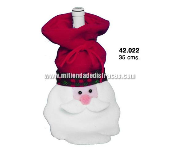 Funda para botella Papa Noel. Ideal para decorar hasta las botellas en las cenas de Navidad.