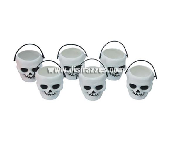 Bolsa de 6 Calaveras de 7 cm para Halloween.