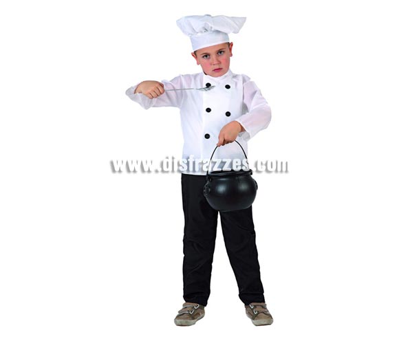 Disfraz de Cocinero para niños de 3 a 4 años. Incluye camisa, pantalón y gorro.