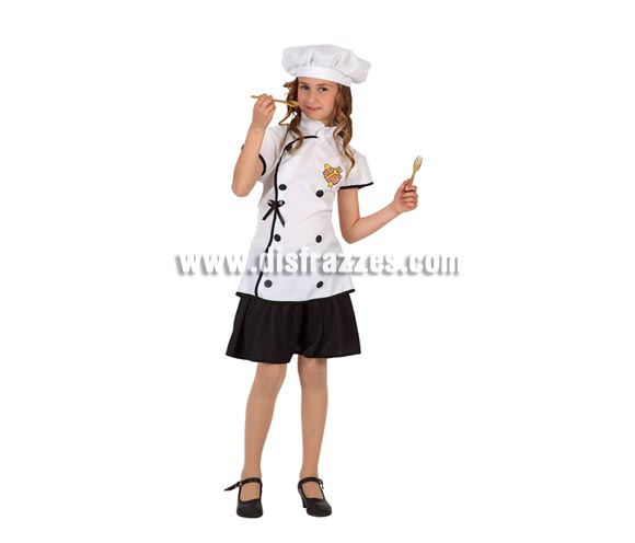 Disfraz de Cocinera para niñas de 10 a12 años. Incluye falda, camisa y gorro.