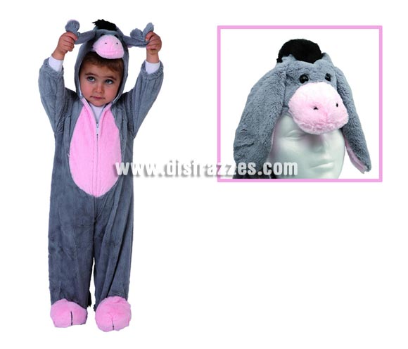 Disfraz de Burro, Burra o Burrita para niños de 3 a 4 años. Incluye mono con capucha.