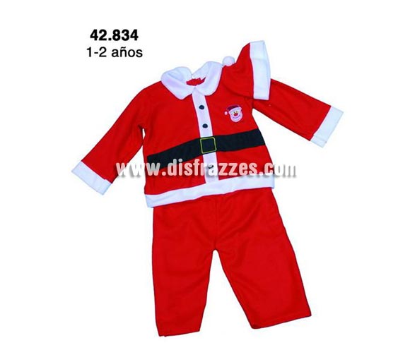 Disfraz conjunto Papa Noel infantil talla de 1 a 2 años. Incluye gorro, chaqueta y pantalones.
