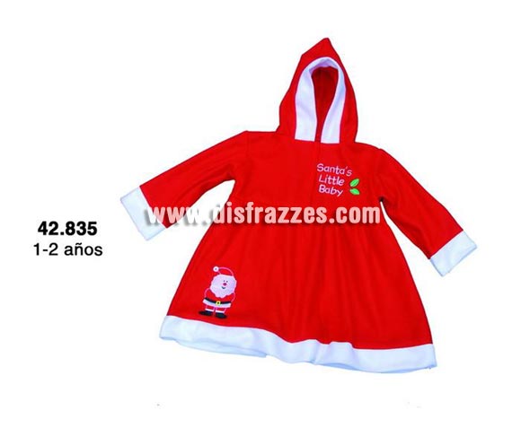 Disfraz Conjunto Mamá Noel económico talla de 1 a 2 años. Incluye vestido con gorro.