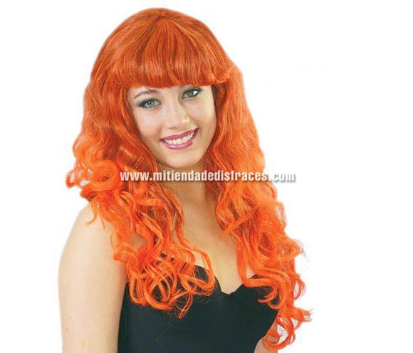Peluca rizos mechas naranja. Perfecta como peluca de Bruja.