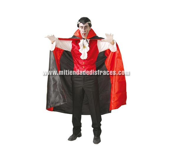 Capa de Vampiro de tela negra y roja infantil de 95 cms.