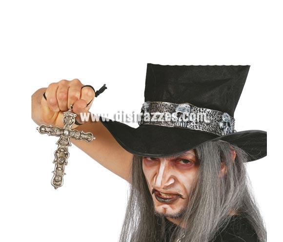 Colgante Cruz metálica de 16 cm. para Halloween.