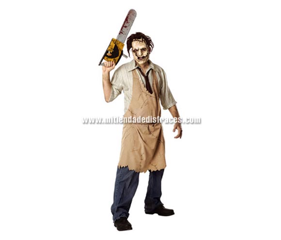Disfraz de la matanza de Texas . Incluye camisa, delantal, corbata y careta con pelo. Talla única.
