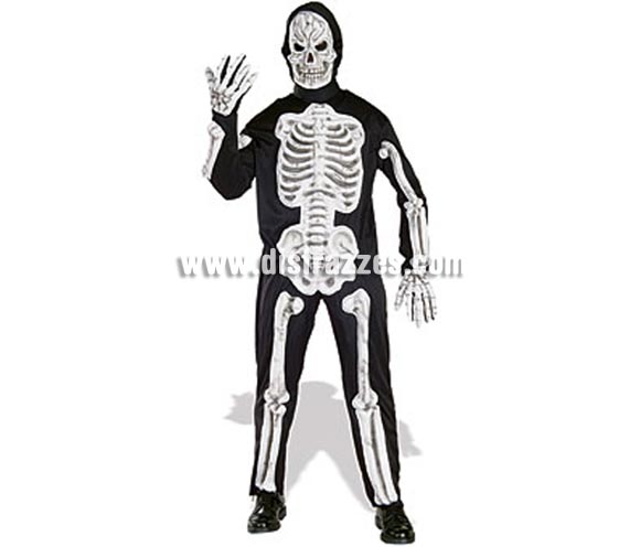 Disfraz de Esqueleto Huesos en 3D adulto para Halloween. Talla única. Incluye disfraz con huesos moldeados en 3D, guantes con huesos y máscara con movimiento de mandíbula. Éste disfraz de Halloween es ideal para celebrar la Fiesta de la Noche de las Brujas cada vez más arraigada en nuestro País en Pub's, Discotecas, Casas particulares,  Restaurantes o Colegios y ayudar a crear un ambiente terrorífico y tenebroso indispensable para la Noche de Halloween la cual se celebra la víspera de Todos los Santos.
¡¡Cómpranos tu disfraz para Halloween, será divertido!!
