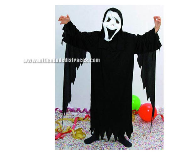 Disfraz de Fantasma económico talla de 10 a 12 años. Incluye túnica y capucha con careta. Disfraz de Scream.