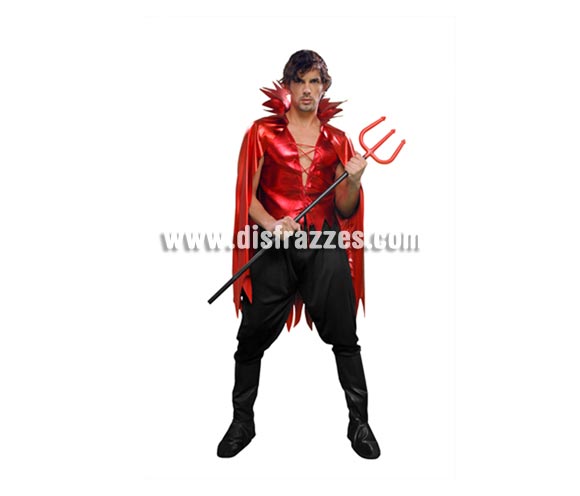 Disfraz de Demonio o Diablo adulto para Halloween. Talla única 52/54. Disfraz para Halloween barato que incluye chaleco con capa y pantalones. Tridente NO incluido, podrás verlo en la sección de Complementos. Éste disfraz de Halloween es ideal para celebrar la Fiesta de la Noche de las Brujas cada vez más arraigada en nuestro País en Pub's, Discotecas, Casas particulares,  Restaurantes o Colegios y ayudar a crear un ambiente terrorífico y tenebroso indispensable para la Noche de Halloween la cual se celebra la víspera de Todos los Santos.
¡¡Compra tu disfraz para Halloween en nuestra tienda de disfraces, será divertido!!

¡¡¡PRÓXIMA RECEPCIÓN DE ÉSTE ARTÍCULO A PARTIR DE SEPTIEMBRE DE 2010!!!
