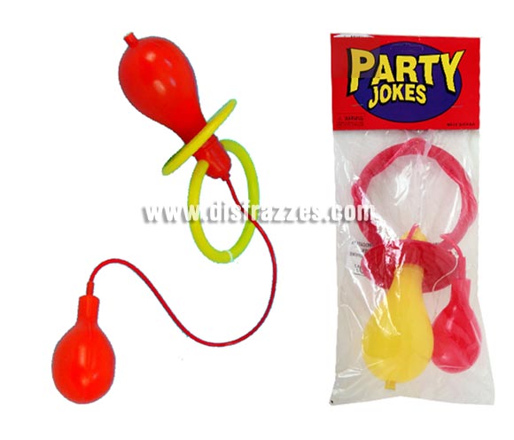 Chupete lanza agua de 25 cm. aproximadamente para Carnavales. Ideal como complemento de tu disfraz de Payaso en Carnaval para ir de Fiesta a Pubs, Discotecas, Casas particulares, Restaurantes o Colegios y ayudar a crear un ambiente Carnavalesco y Festivo propio de la Fiesta de Carnavales.
¡¡Compra el complemento para tu disfraz de Carnaval en nuestra tienda de disfraces, será divertido!!
