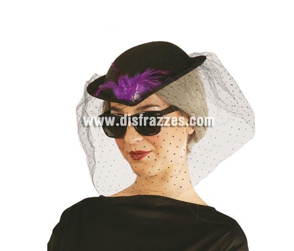 Sombrero Viuda de fieltro negro. Perfecto para el día del Entierro de la Sardina. Snif, snif, qué pena, ya se ha acabado el Carnaval!! Al año que viene más.