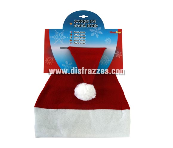Sombrero o gorro de Papa Noel superbarato para Navidad. El Complemento ideal para tu disfraz en Navidad. ¡¡Compra los complementos de tus disfraces en nuestra tienda de disfraces, será divertido!!