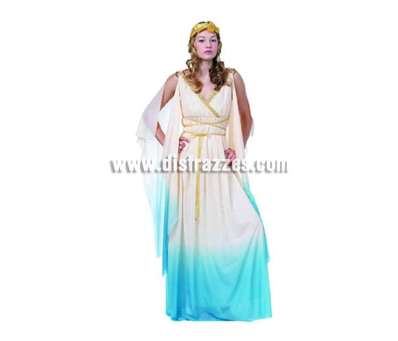Disfraz de Diosa Griega adulta. Talla única 40/44. Incluye vestido, mangas y corona de laurel de tela.
