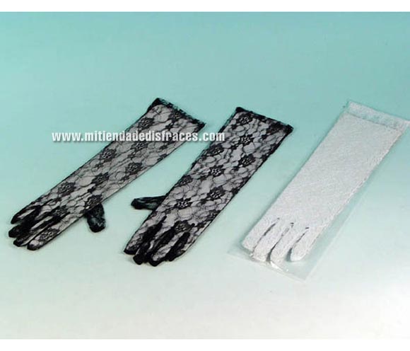 Guantes de encaje para mujer. Disponible en color blanco y negro.