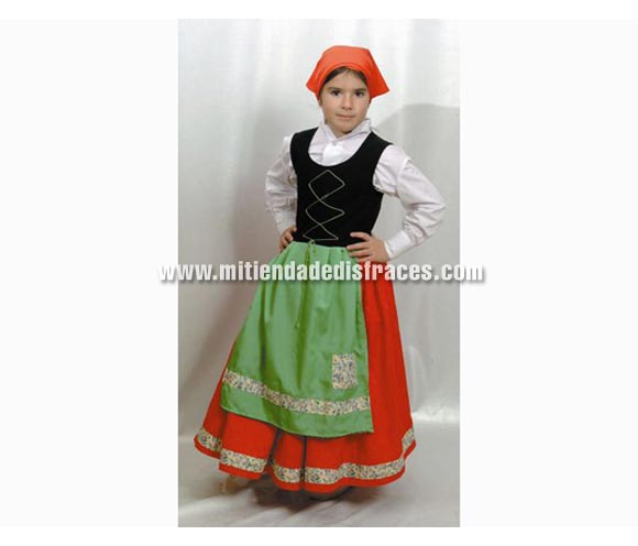 Disfraz de Pastora Roja2 Económico talla de 4 a 6 años. Incluye pañuelo y vestido con delantal y chaleco. Camisa NO incluida. Ideal para colegios y belenes.