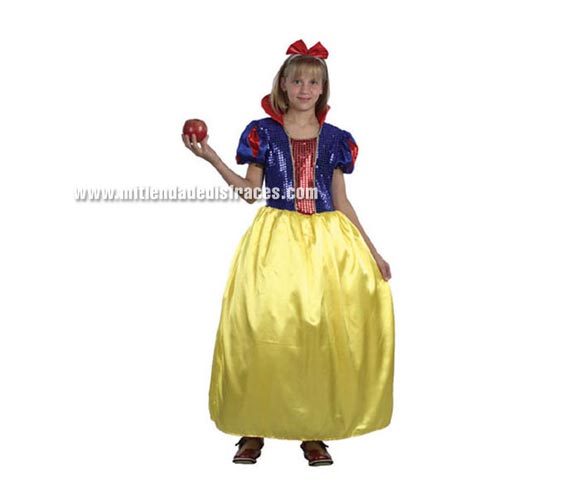 Disfraz de Blancanieves talla de 4 a 6 años. Incluye camisa, falda y cinta cabeza.