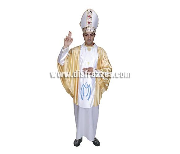 Disfraz de Obispo adulto. Talla única 52/54. Incluye gorro y traje.