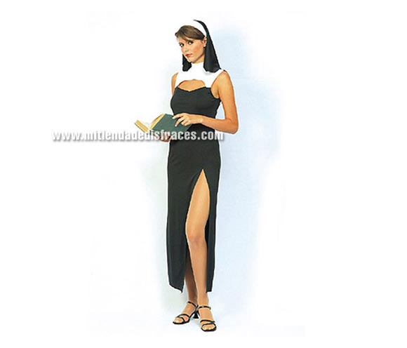 Disfraz de Hermana Pecadora Económico. Talla única 40-44. Incluye cofia y vestido. Disfraz de Monja Sexy.